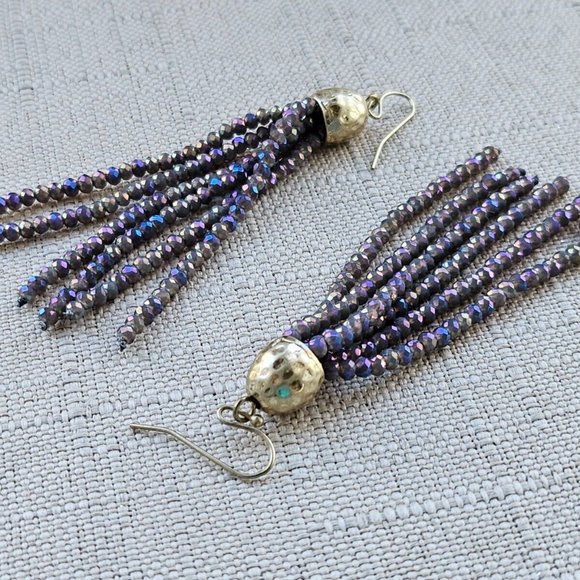 CANVAS Women Earrings Drop Down Pruple Tone Beads Gold Tone Fashion Ear Jewelry - Picture 5 of 9